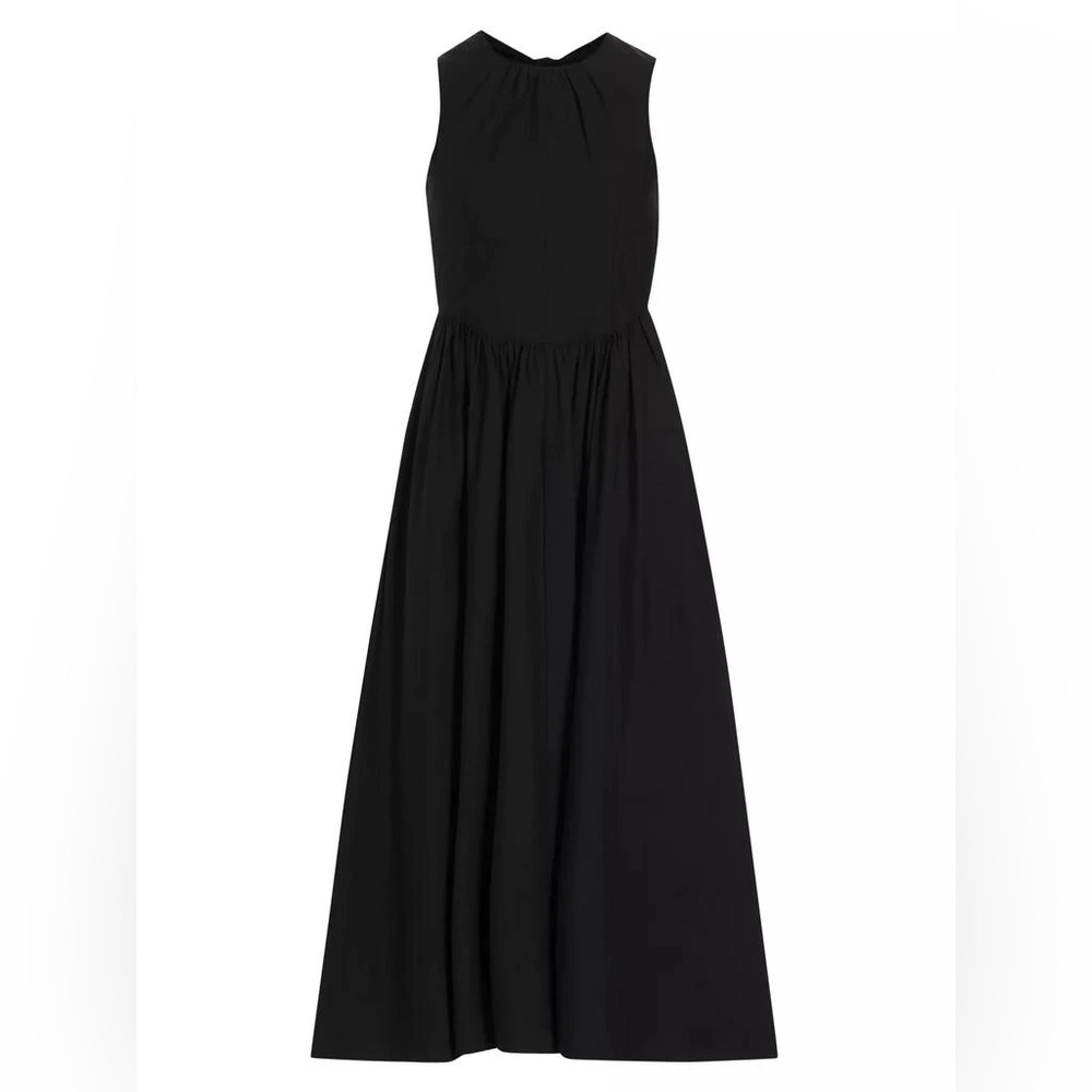 Cinq à Sept Benita Tie-Back Fit & Flare Black midi Dress - Picture 6 of 7